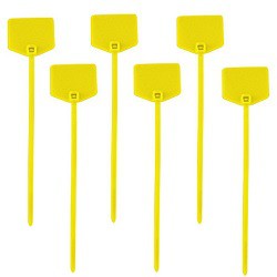 Självlåsande gula buntband med etikett av nylon 4,6x200mm 100st/pk