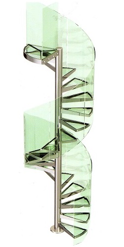 Trappa av rostfritt stål med steg 4m, 23steg till 1200steg, Ø2400