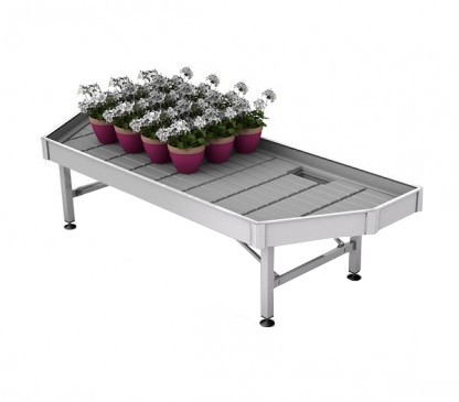 Butiksbord i aluminium hörnbord 1025mm höjd 350mm