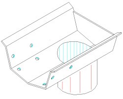 Profil för 175,5mm ränna - Utlopp för regnvatten, rör &#8709; 101,6mm, galvaniserad plåt