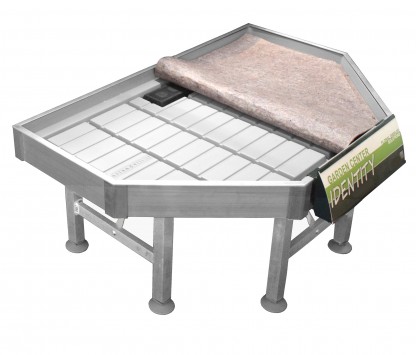 Butiksbord i aluminium hörnbord