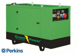 Perkins Elverk 14kVA 11,2kW ljudisolerad/täckt manuell startpanel