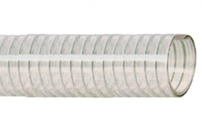 Spiralsugningsslang med PVC spiral transparent Ø38mm, minsta beställning 6m, 30m/rulle, pris/m