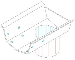 Profil f&ouml;r 175,5mm r&auml;nna - Utlopp f&ouml;r regnvatten, r&ouml;r ∅ 101,6mm, galvaniserad pl&aring;t